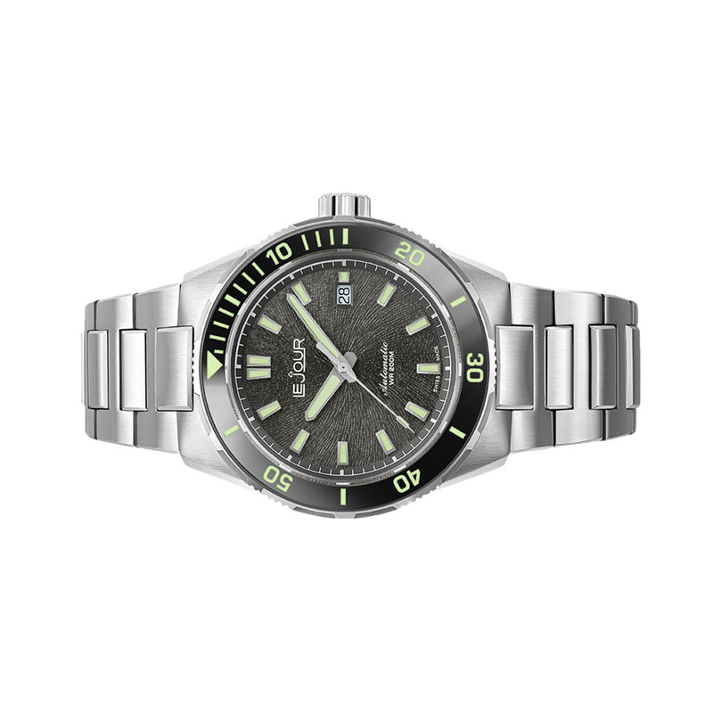 Le Jour Coral Automatic Swiss Dive Watch with Grey Textured Dial #LJ-CD-003side