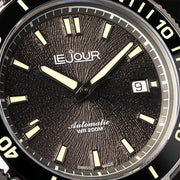 Le Jour Coral Automatic Swiss Dive Watch with Grey Textured Dial #LJ-CD-003 dial zoom