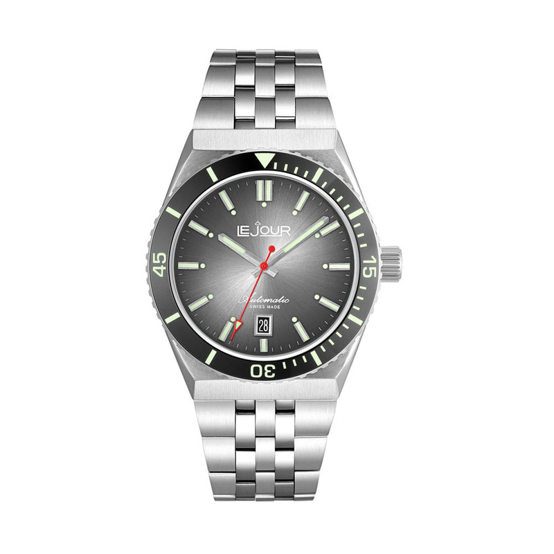 Le Jour Delmare Swiss Dive Watch with Fume Grey Dial #LJ-DM-004