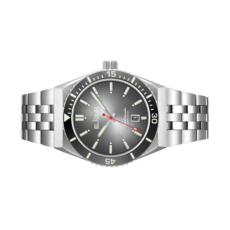 Le Jour Delmare Swiss Dive Watch with Fume Grey Dial #LJ-DM-004 side