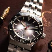 Le Jour Delmare Swiss Dive Watch with Fume Grey Dial #LJ-DM-004 lifestyle