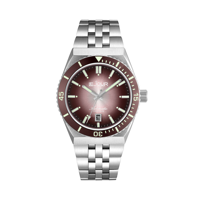 Le Jour Delmare Swiss Dive Watch with Fume Brown Dial #LJ-DM-005