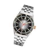 Le Jour Delmare Swiss Dive Watch with Fume Black Dial and Rose Gold Accents #LJ-DM-006 tilt