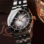 Le Jour Delmare Swiss Dive Watch with Fume Black Dial and Rose Gold Accents #LJ-DM-006 lifestyle
