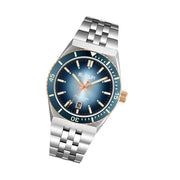 Le Jour Delmare Swiss Dive Watch with Fume Blue Dial and Rose Gold Accents #LJ-DM-008 tilt