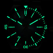 Le Jour Delmare Swiss Dive Watch with Fume Blue Dial and Rose Gold Accents #LJ-DM-008 lume