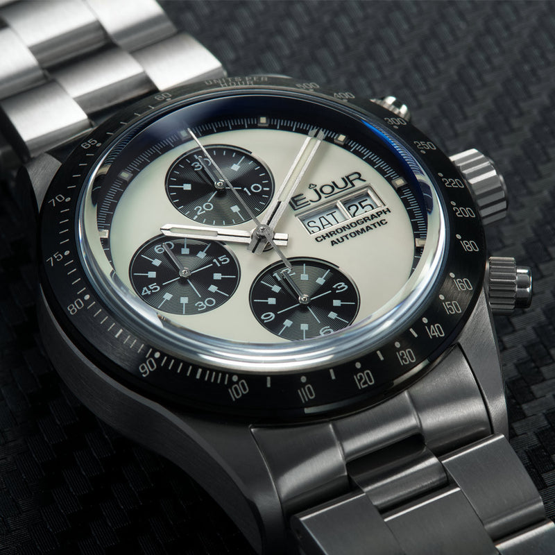 Le Jour Le Mans Swiss Automatic Chronograph with Ivory Dial #LJ-LM-001 lifestyle