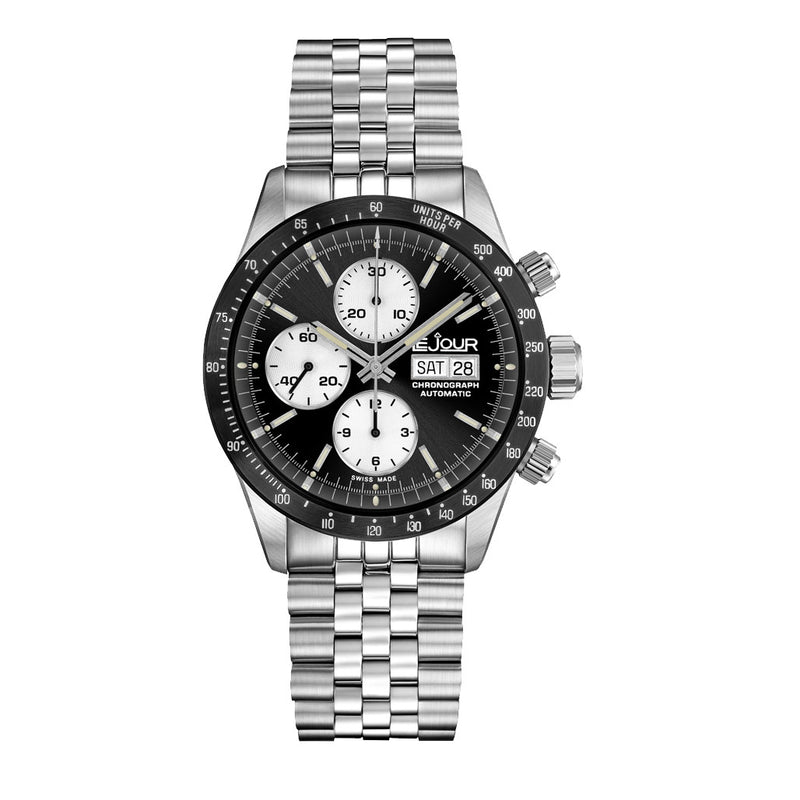Le Jour Le Mans Swiss Automatic Chronograph with Black Dial #LJ-LM-006 zoom
