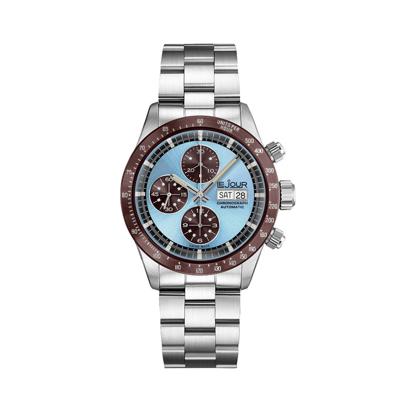 Le Jour Le Mans Swiss Automatic Chronograph with Ice Blue Dial #LJ-LM-009