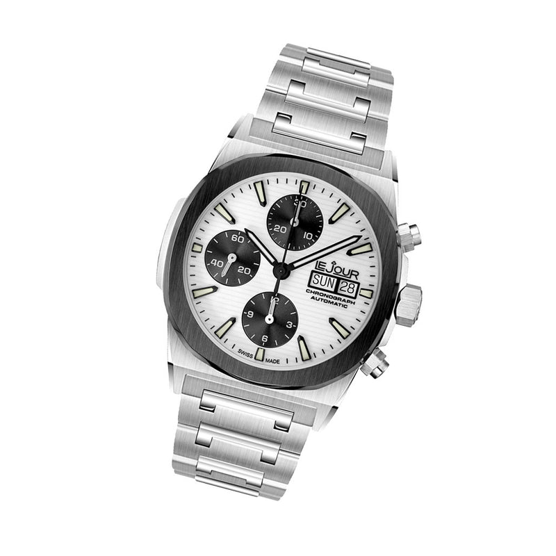 Le Jour Rally Monte-Carlo Automatic Chronograph with White Dial #LJ-RMC-002 tilt