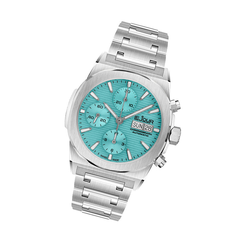 Le Jour Rally Monte-Carlo Automatic Chronograph with Light Blue Dial #LJ-RMC-005 tilt