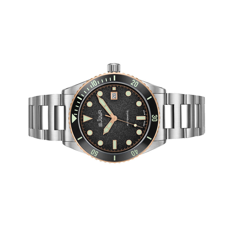 Le Jour Seacolt Automatic Swiss Dive Watch with Black Textured Dial #LJ-SCD-001 side