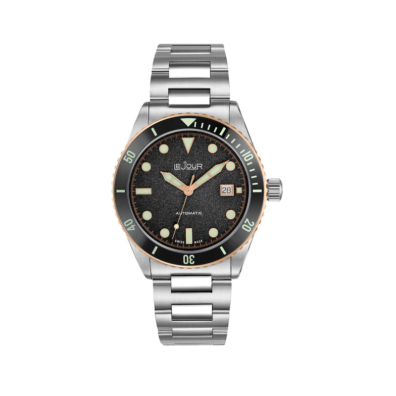 Le Jour Seacolt Automatic Swiss Dive Watch with Black Textured Dial #LJ-SCD-001