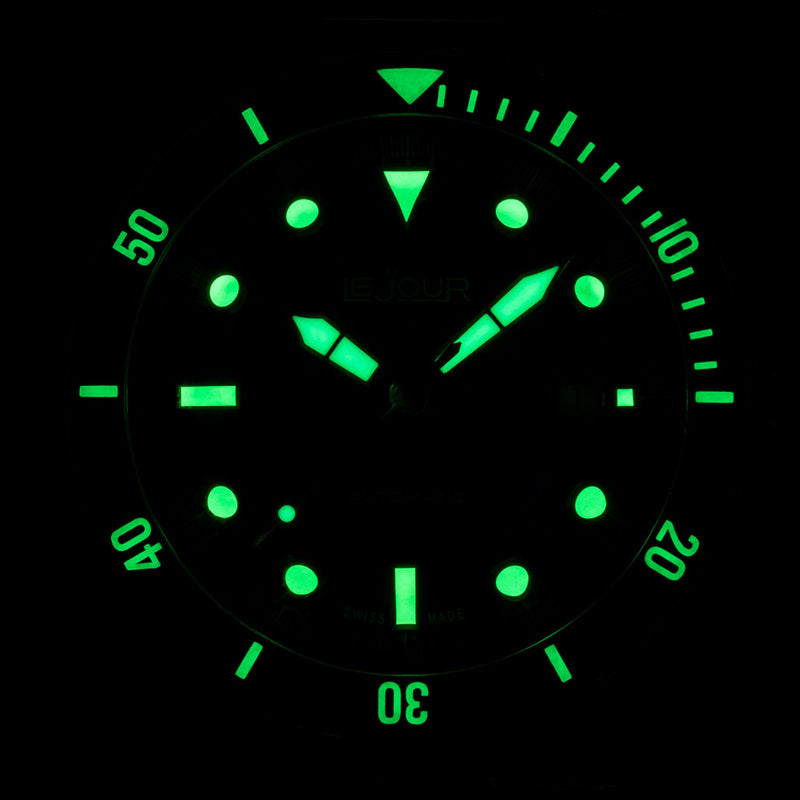 Le Jour Seacolt Automatic Swiss Dive Watch with Blue Textured Dial #LJ-SCD-002 lume