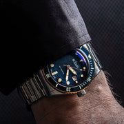 Le Jour Seacolt Automatic Swiss Dive Watch with Blue Textured Dial #LJ-SCD-002 wrist