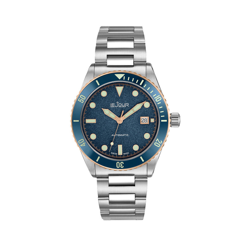 Le Jour Seacolt Automatic Swiss Dive Watch with Blue Textured Dial #LJ-SCD-002