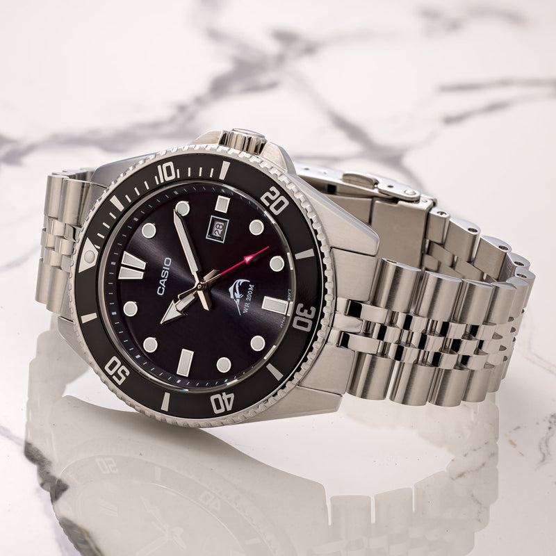 Islander 22mm Brushed and Polished Solid-Link Watch Bracelet for Casio Duro Quartz Dive Watch #BRAC-75