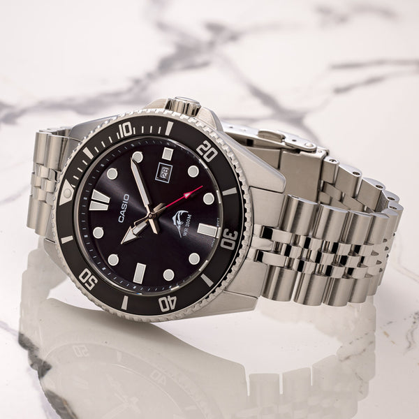 Islander 22mm Brushed and Polished Solid-Link Watch Bracelet for Casio Duro Quartz Dive Watch #BRAC-75