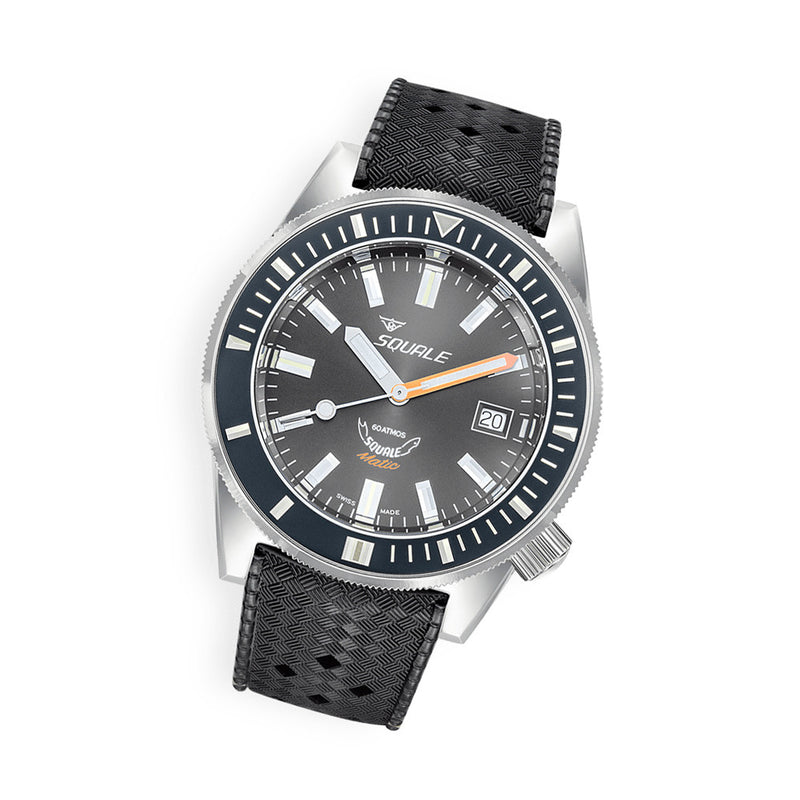 Squale Matic 600 meter Professional Swiss Automatic Dive watch with 44mm Polished Case #Matic-Black-Pol