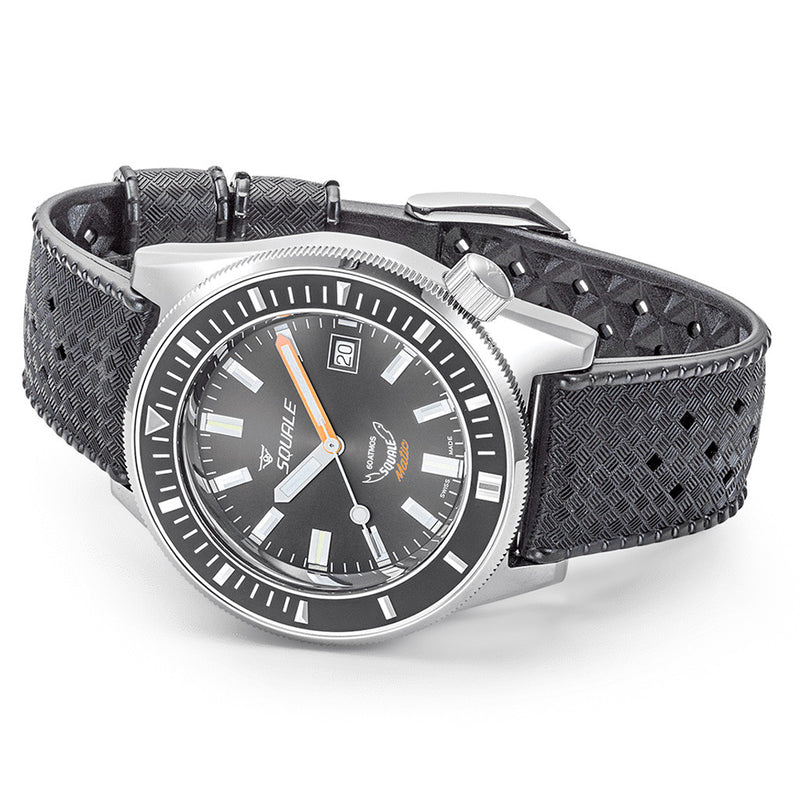 Squale Matic 600 meter Professional Swiss Automatic Dive watch with 44mm Polished Case #Matic-Black-Pol