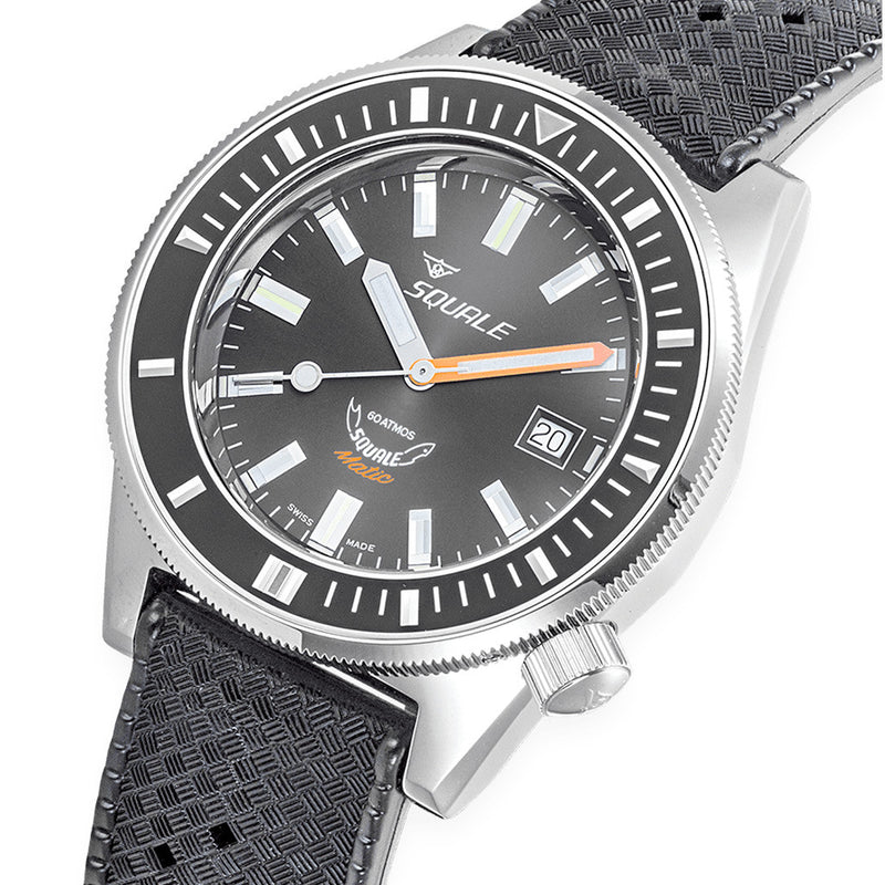Squale Matic 600 meter Professional Swiss Automatic Dive watch with 44mm Polished Case #Matic-Black-Pol