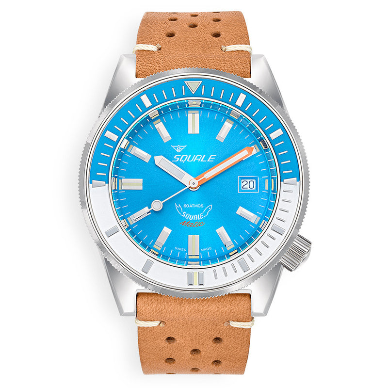 Squale Matic 600 meter Professional Swiss Automatic Dive watch with 44mm Polished Case #Matic-Blue-Pol