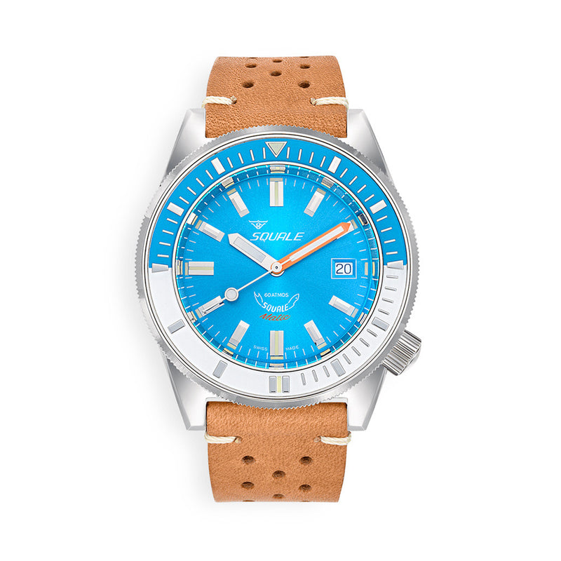 Squale Matic 600 meter Professional Swiss Automatic Dive watch with 44mm Polished Case #Matic-Blue-Pol
