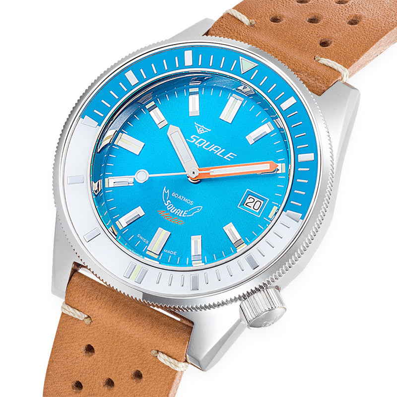Squale Matic 600 meter Professional Swiss Automatic Dive watch with 44mm Polished Case #Matic-Blue-Pol