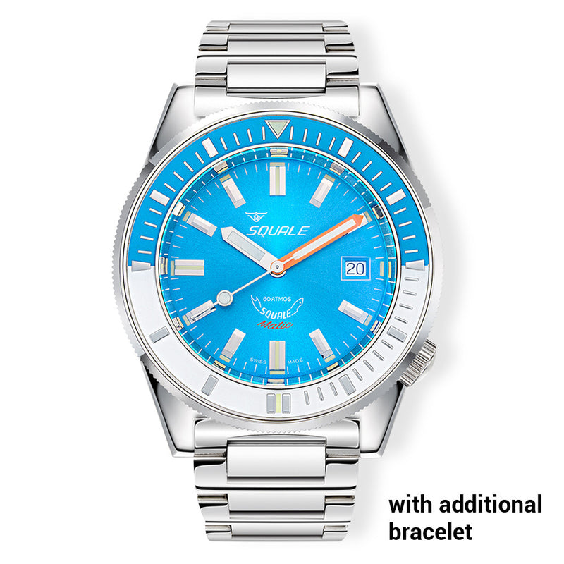 Squale Matic 600 meter Professional Swiss Automatic Dive watch with 44mm Polished Case #Matic-Blue-Pol