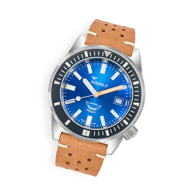 Squale Matic 600 meter Professional Swiss Automatic Dive watch with 44mm Polished Case #Matic-Navy-Pol