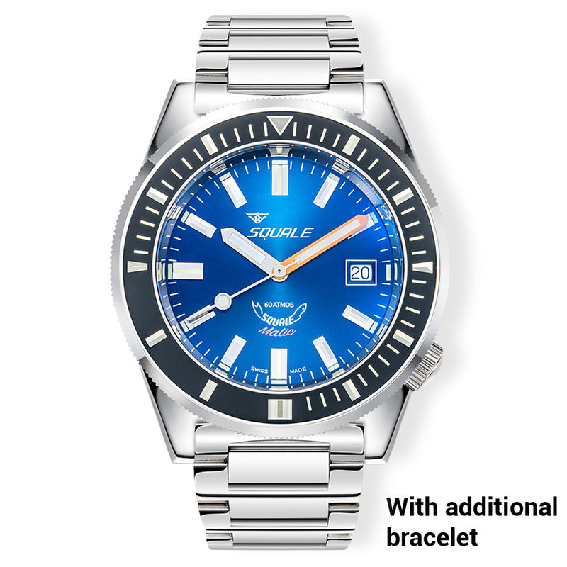 Squale Matic 600 meter Professional Swiss Automatic Dive watch with 44mm Polished Case #Matic-Navy-Pol