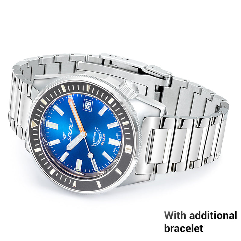 Squale Matic 600 meter Professional Swiss Automatic Dive watch with 44mm Polished Case #Matic-Navy-Pol