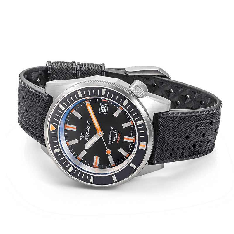 Squale Matic 600 meter Professional Swiss Automatic Dive watch with 44mm Satin Case #Matic-Black-Sat side