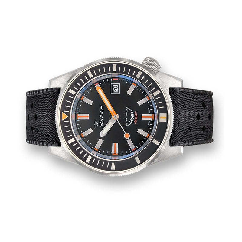 Squale Matic 600 meter Professional Swiss Automatic Dive watch with 44mm Satin Case #Matic-Black-Sat side