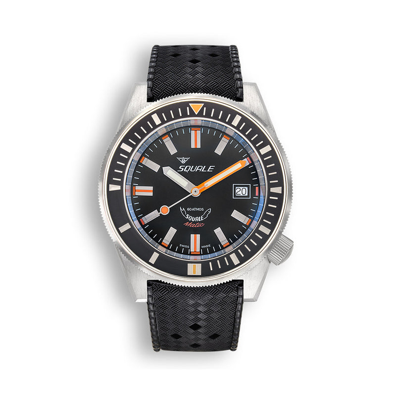 Squale Matic 600 meter Professional Swiss Automatic Dive watch with 44mm Satin Case #Matic-Black-Sat