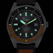 Squale Matic S Black Dial Watch with Leather-Rubber Strap #MATICBKOBK.RLOR