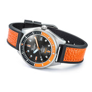 Squale Matic S Black Dial Watch with Leather-Rubber Strap #MATICBKOBK.RLOR