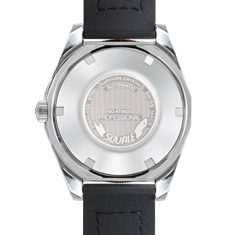 Squale Matic S Black Dial Watch with Leather-Rubber Strap #MATICBKOBK.RLOR