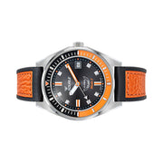 Squale Matic S Black Dial Watch with Leather-Rubber Strap #MATICBKOBK.RLOR