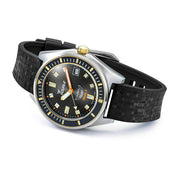 Squale Matic S Black Dial Watch with Mosaic Rubber Strap #MATICGBKBK.MRBK