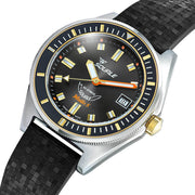 Squale Matic S Black Dial Watch with Mosaic Rubber Strap #MATICGBKBK.MRBK
