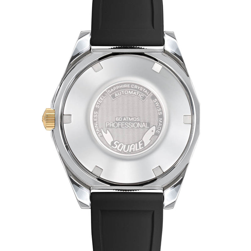 Squale Matic S Black Dial Watch with Mosaic Rubber Strap #MATICGBKBK.MRBK