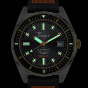 Squale Matic S Black Dial Watch with Leather-Rubber Strap #MATICGBKBK.RLOC