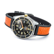 Squale Matic S Black Dial Watch with Leather-Rubber Strap #MATICGBKBK.RLOC