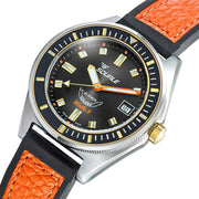 Squale Matic S Black Dial Watch with Leather-Rubber Strap #MATICGBKBK.RLOC