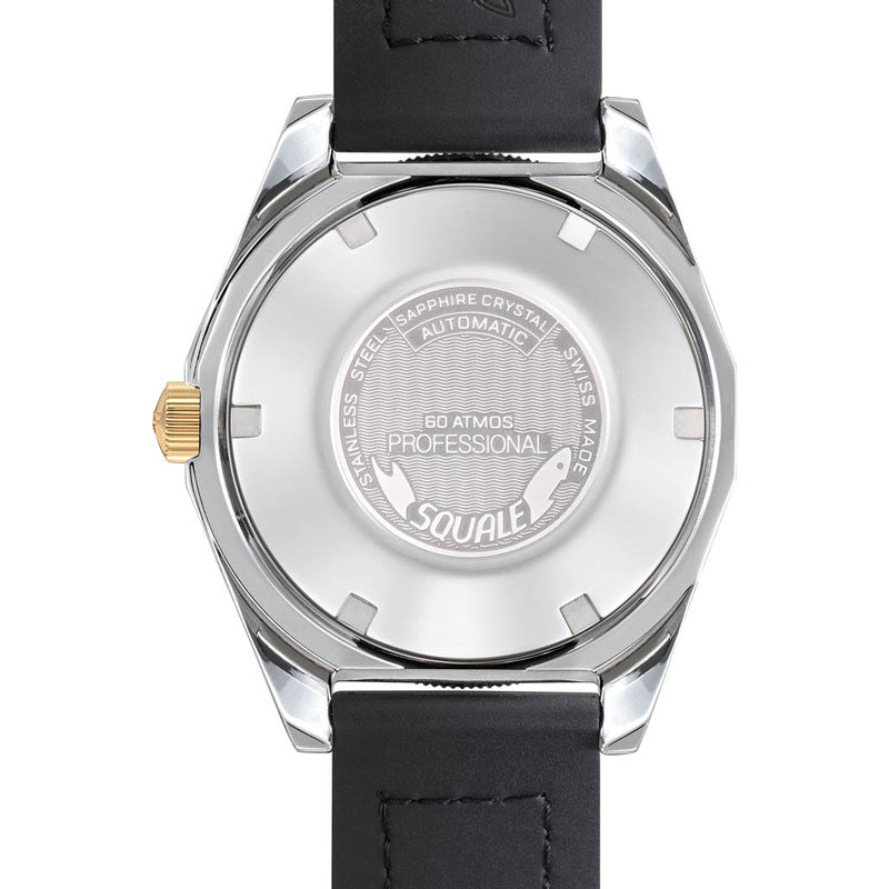 Squale Matic S Black Dial Watch with Leather-Rubber Strap #MATICGBKBK.RLOC