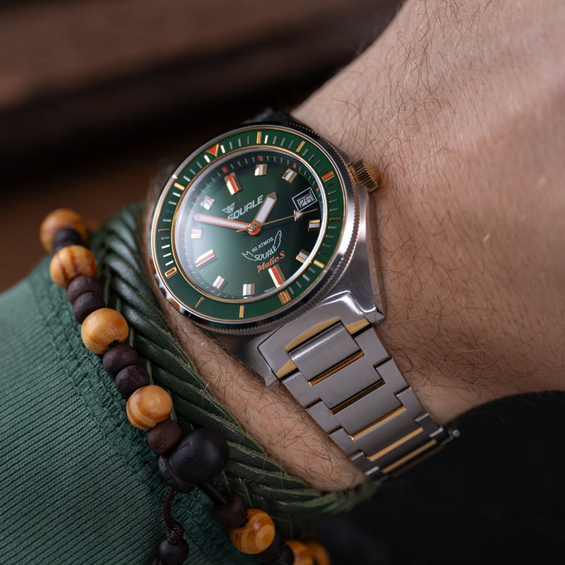 Squale Matic-S Sunburst Green Dial on Bracelet #MATICGGRGR.SSBI