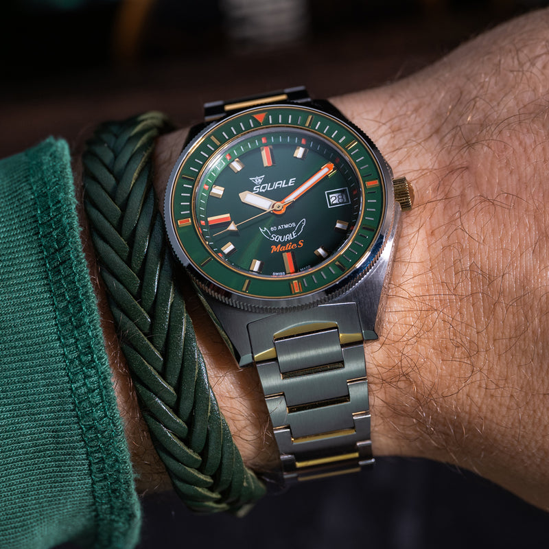 Squale Matic-S Sunburst Green Dial on Bracelet #MATICGGRGR.SSBI