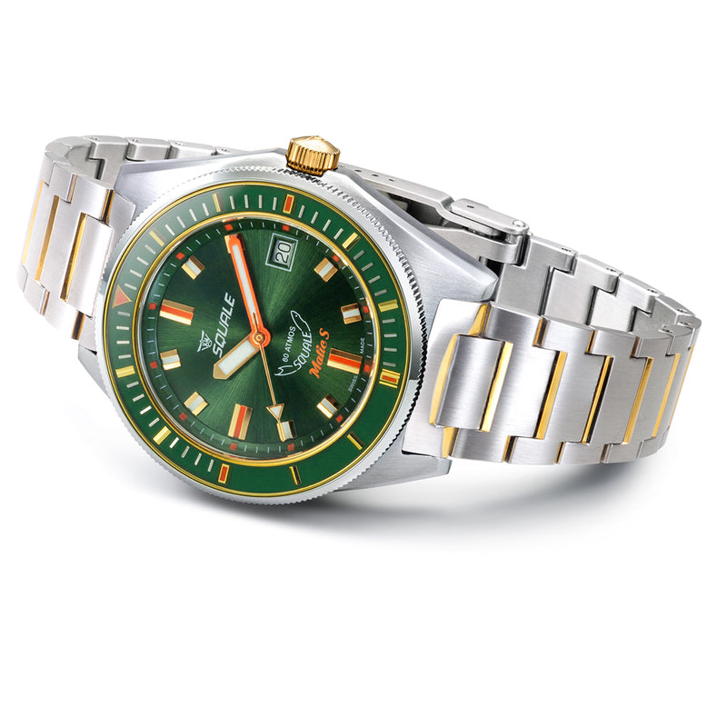 Squale Matic-S Sunburst Green Dial on Bracelet #MATICGGRGR.SSBI