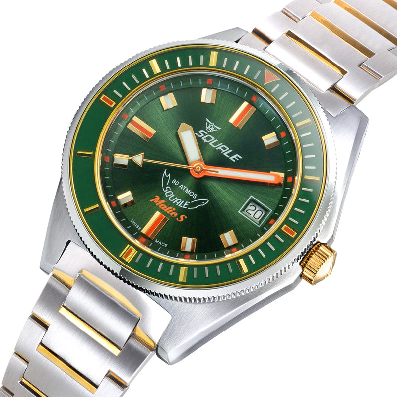 Squale Matic-S Sunburst Green Dial on Bracelet #MATICGGRGR.SSBI
